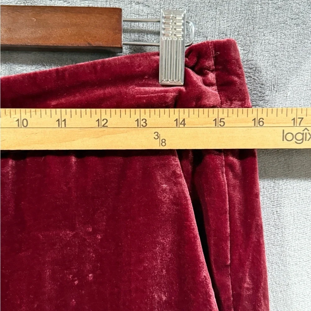 J.Crew Pull On Easy Pant Burgundy Velvet Pants Size 8 Wide Leg